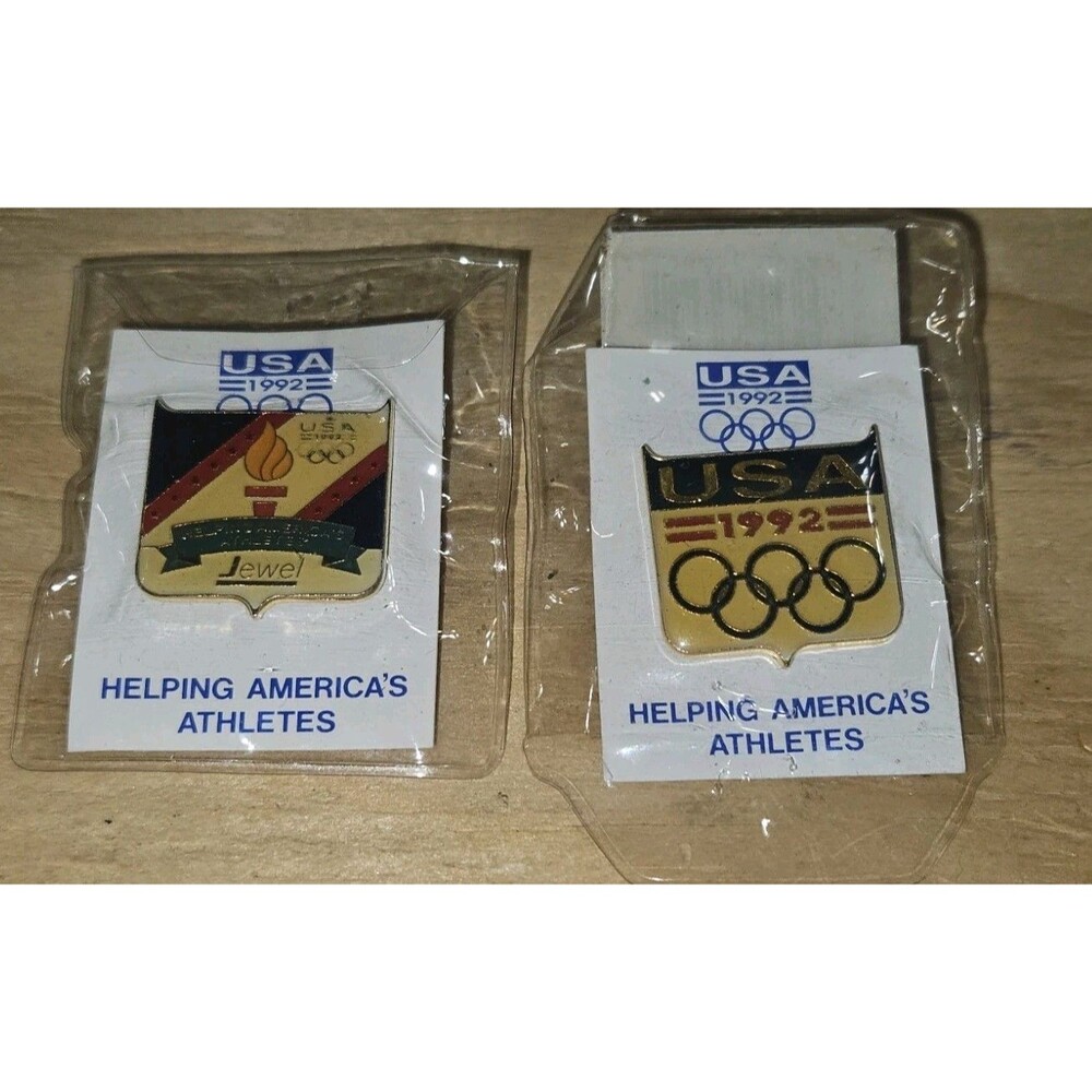 2 New USA 1992 Olympic Games lapel pin single color Olympics rings